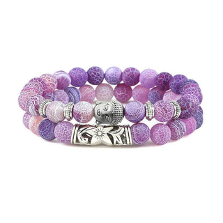 Buddha Gift 2Pcs Natural Crystal Agate Buddha Protection Bracelet