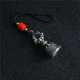 Buddha Gift Tibet 925 Sterling Silver Om Mani Padme Hum Dorje Bell Vajra Engraved Enlightenment Pendant Hanging Decoration