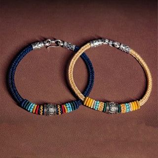 Buddha Gift Handmade 925 Sterling Silver Tibetan Om Mani Padme Hum Purity Braided Bracelet