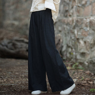 Buddha Gift Retro Wide Leg Pants Casual Women's Yoga Pants With Pockets