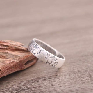 Buddha Gift 999 Sterling Silver Lotus Elephant Six True Words Blessing Ring