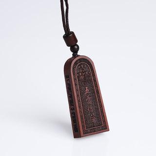 Buddha Gift Lightning Struck Jujube Wood Taoist Five Thunder Order Luck Protection Necklace Pendant