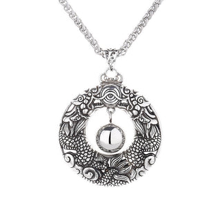 Buddha Gift Double Dragon Playing Bead Copper Protection Necklace Pendant