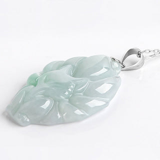 Buddha Gift 925 Sterling Silver Natural Jade Nine Tailed Fox Prosperity Necklace Pendant