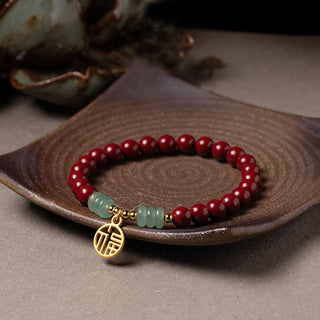 Buddha Gift Cinnabar Green Aventurine Luck Blessing Bracelet