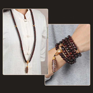 Buddha Gift 108 Mala Beads Three-eyed Dzi Bead Nine-eye Dzi Bead Jade Luck Bracelet