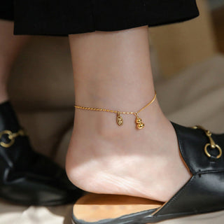 Buddha Gift 18k Gold Lucky Gourd Design Wealth Buckle Anklet