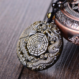 Buddha Gift Golden Obsidian Healing Energy Necklace Pendant