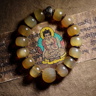 Buddha Gift Handmade Tibetan Sheep Horn Om Mani Padme Hum Auspiciousness Bracelet