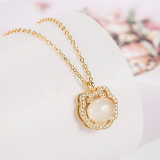 Buddha Gift Chalcedony Lock of Good Wishes Positive Necklace Pendant