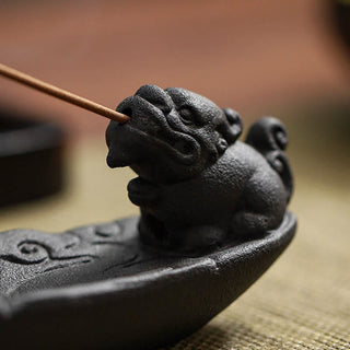 Buddha Gift Auspicious Clouds Pixiu Healing Ceramic Stick Incense Burner Decoration