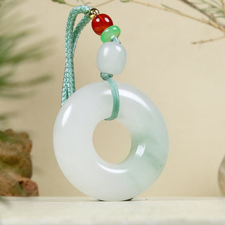Buddha Gift Natural Jade Peace Buckle Prosperity Necklace Pendant