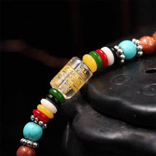 Buddha Gift 108 Mala Beads Goldstone Om Mani Padme Hum Swastika Confidence Bracelet