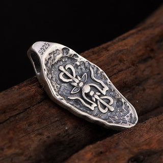 Buddha Gift Tibetan 925 Sterling Silver Om Mani Padme Hum Dorje Vajra Engraved Strength Necklace Pendant