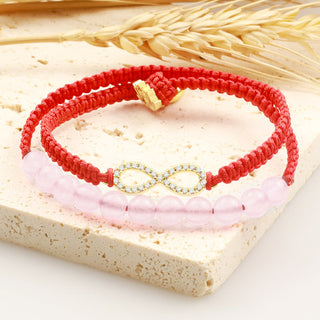 Buddha Gift Tibetan Handmade Lotus Pink Crystal Soothing Red String Bracelet (Extra 30% Off | USE CODE: FS30)