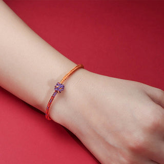 Buddha Gift Handcrafted Colorful Purple Gold Red Braid Rope Bracelet