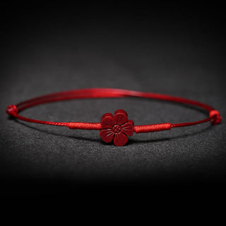 Buddha Gift Handmade Plum Blossom Four Leaf Clover PiXiu Lotus Koi Fish Cinnabar Blessing Braid Bracelet