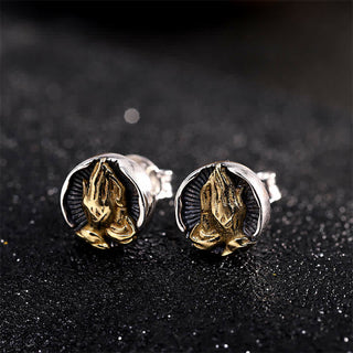 Buddha Gift 925 Sterling Silver Namaste Equality Stud Earrings