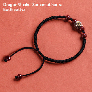 Buddha Gift 925 Sterling Silver Chinese Zodiac Natal Buddha Cinnabar Calm Bracelet