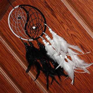 Buddha Gift Yin Yang  Dream Catcher Circular Net with Feathers Balance Decoration