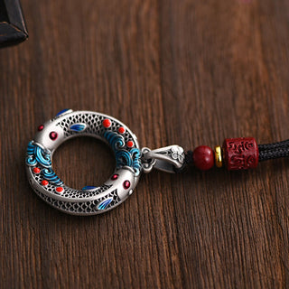 Buddha Gift Koi Fish Peace Buckle Copper Wealth Luck Necklace Pendant