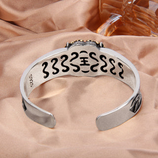 Buddha Gift 925 Sterling Silver Chinese Zodiac Tiger Keep Away Evil Spirits Bracelet Bangle