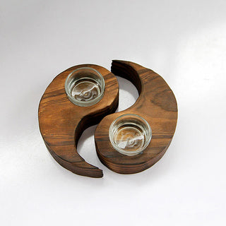 Buddha Gift Yin Yang Wood Candle Holder Meditation Rituals Use Items