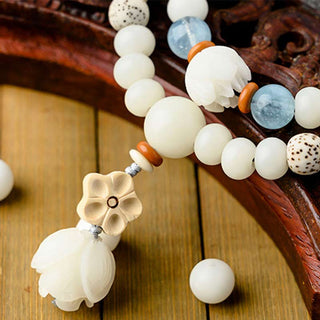 Buddha Gift Tibetan White Jade Bodhi Lotus Blessing Bracelet