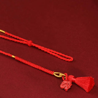 Buddha Gift Natural Cinnabar Dragon Blessing Red String Belly Chain