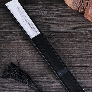 Buddha Gift Mountains Plum Blossom Lotus Magpie Bamboo Leaves Handheld Silk Bamboo Folding Fan 22.5cm