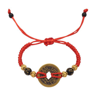 Buddha Gift Copper Coin Fortune Red String Weave Bracelet