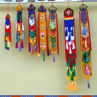 Buddha Gift Lotus Flower Eight Auspicious Symbols Meditation Enlightenment Colorful Tassels Wall Art