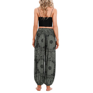 Buddha Gift Casual Loose Round Rose Pattern Harem Trousers Women's Yoga Pants