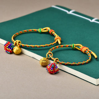 Buddha Gift Colorful Rope Luck Handmade Zongzi Golden Ball Charm Bracelet