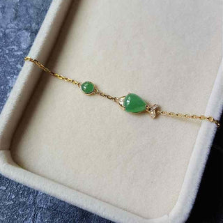 Buddha Gift Green Chalcedony Koi Fish Courage Strength Bracelet