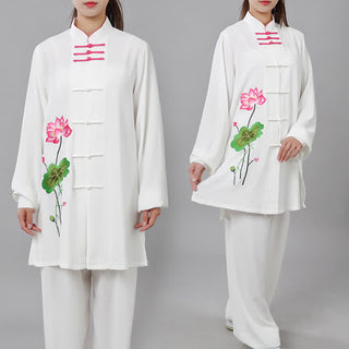 Buddha Gift Lotus Flower Leaf Pattern Tai Chi Meditation Prayer Spiritual Zen Practice Clothing Women's Set