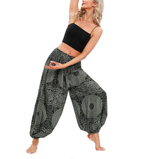 Buddha Gift Casual Loose Round Rose Pattern Harem Trousers Women's Yoga Pants