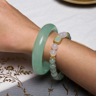 Buddha Gift Promote New Beginnings Mint Green Jade Bracelet Bangle Bundle