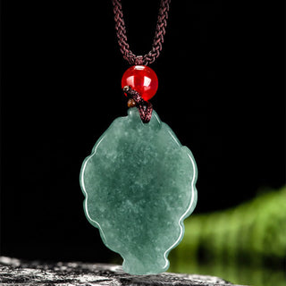 Buddha Gift Natural Green Jade Nine Tailed Fox Luck Necklace Pendant