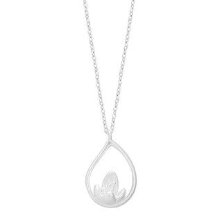 Buddha Gift 925 Sterling Silver Lotus Flower Floral Enlightenment Necklace Pendant