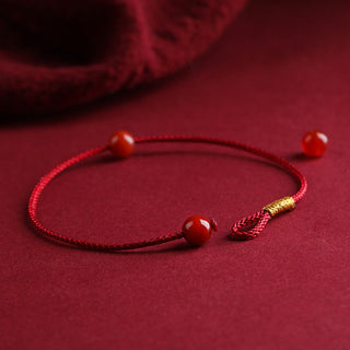 Buddha Gift Natural Cinnabar Red Agate Blessing Red String Bracelet
