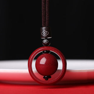 Buddha Gift Cinnabar Om Mani Padme Hum PiXiu Blessing Lucky Bead Necklace Pendant