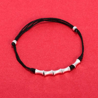 Buddha Gift 925 Sterling Silver Bamboo Design Protection Luck Braided Bracelet