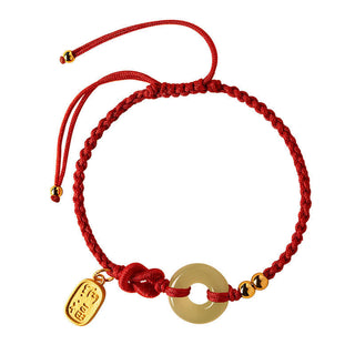 Buddha Gift Hetian Jade Peace Buckle Fu Character String Luck Bracelet