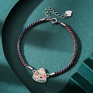 Buddha Gift 925 Sterling Silver Zongzi Pattern Luck Multicolored Handcrafted Bracelet