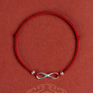 Buddha Gift 925 Sterling Silver Endless Knot Protection Luck Red String Bracelet Anklet