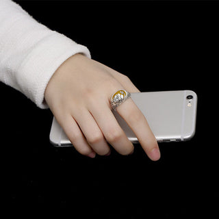 Buddha Gift Citrine Lotus Blessing Protection Adjustable Ring