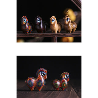 Buddha Gift Small Leaf Red Sandalwood Green Sandalwood Lucky Mini Horse Protection Decoration