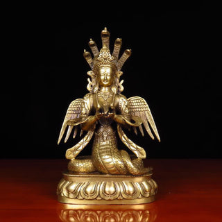 Buddha Gift Bodhisattva Nuwa The Snake Fairy Protection Copper Statue Decoration
