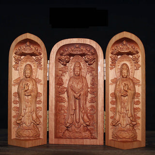 Buddha Gift Avalokitesvara Kwan Yin Buddha Cherry Wood Compassion Home Decoration Altar
